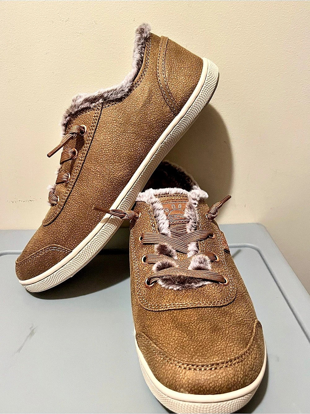 BOBS Plush Peace & Love Fur-Lined Sneakers Brown US 7